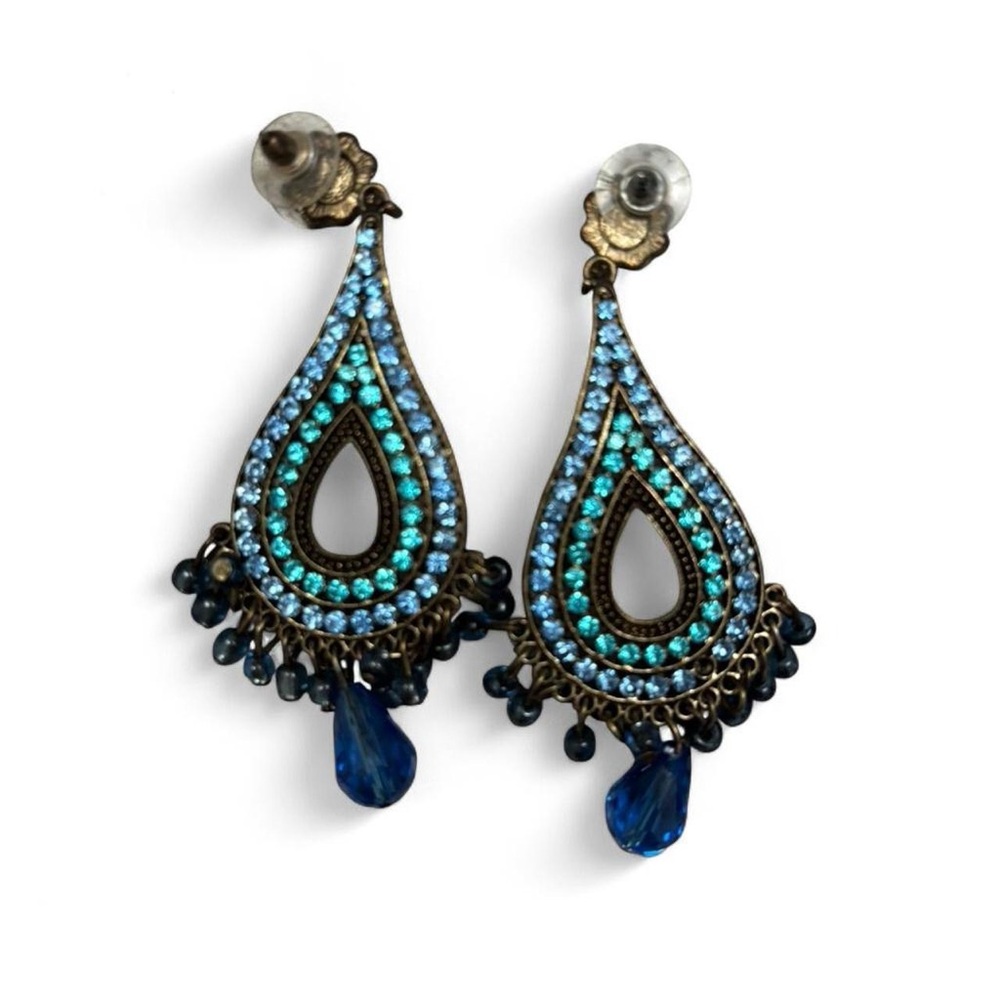 Elegant Blue Teardrop Earrings